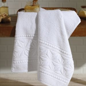 Toalha Banhão Dohler Jacquard Confort FJ-7150 Barra Aveludada 100% Algodão - Gramatura: 500 g/m² - Branco